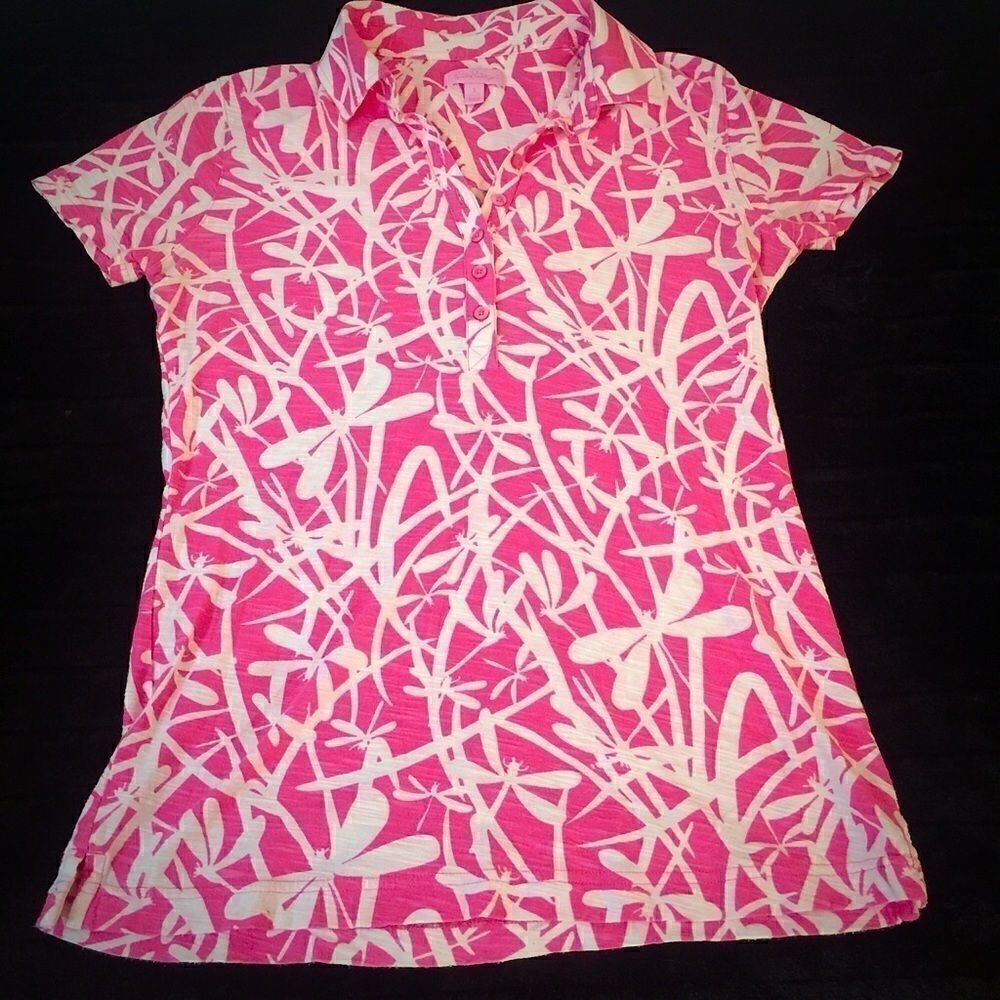 Lily Pulitzer Fire Fly Button VNeck Cotton Tee